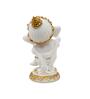 Ganesha Playing Dholak White & Gold Polyresin Religious Idols
