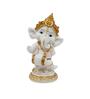 Ganesha Playing Dholak White & Gold Polyresin Religious Idols