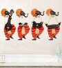 Ganesha Playing Flute Multicolour Iron (Pack of 2) Wall Art