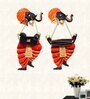 Ganesha Playing Flute Multicolour Iron (Pack of 2) Wall Art