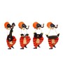 Ganesha Playing Flute Multicolour Iron (Pack of 2) Wall Art