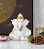 Ganesha Relaxing White & Gold Polyresin Religious Idols