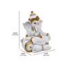 Ganesha Relaxing White & Gold Polyresin Religious Idols