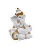 Ganesha Relaxing White & Gold Polyresin Religious Idols