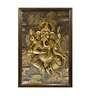 Ganesha Relief Wall Mural In Golden
