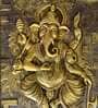 Ganesha Relief Wall Mural In Golden