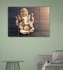 Lord Ganesha's Brown Wood Framed Spiritual Art Panel Set of 4