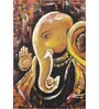 Lord Ganesha Brown Wood Framed Spiritual Panel Set of 4