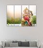 Lord Ganesha's Yellow Wood Framed Spiritual Art Panel Set of 4