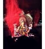 Ganesha Religious Red Wood Framed Spiritual Art Panel Set of 4