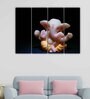 Ganesha Religious White Wood Framed Spiritual Art Panel Set of 4