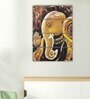 Lord Ganesha Brown Wood Framed Spiritual Panel Set of 4