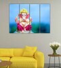 Lord Ganesha's Pink Wood Framed Spiritual Art Panel Set of 4