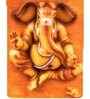 Lord Ganesha Brown Wood Framed Spiritual Art Panel Set of 4