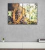 Lord Ganesha Brown Wooden Framed Spiritual Art Panel Set of 4