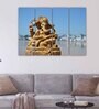 Lord Ganesha Brown Wood Frame Art Panel Set of 4