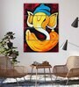 Lord Ganesha Yellow Wood Framed Spiritual Art Panel