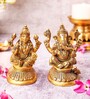 Ganesha With Laxmi On High Base Brass Religious Idol