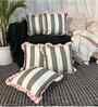 Olive Striped Striped Cotton Ruffle 18x18 inches Cushion Covers Set of 5