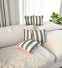 Olive Striped Striped Cotton Ruffle 18x18 inches Cushion Covers Set of 5