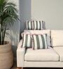 Olive Striped Striped Cotton Ruffle 18x18 inches Cushion Covers Set of 4
