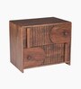 Gardner Solid Wood Bedside Table In Scratch Resistant Rustic Teak Finish