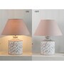 Biped Beige Cotton Shade Night Lamp With Wood Base