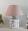Biped Beige Cotton Shade Night Lamp With Wood Base