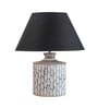 Triad Black Cotton Shade Night Lamp With Wood Base