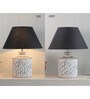 Triad Black Cotton Shade Night Lamp With Wood Base