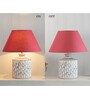Magnum Maroon Cotton Shade Night Lamp With Wood Base