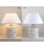 Uniquely White Cotton Shade Night Lamp With Wood Base
