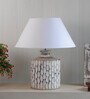 Uniquely White Cotton Shade Night Lamp With Wood Base