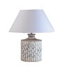 Uniquely White Cotton Shade Night Lamp With Wood Base