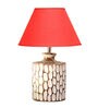 Metz Maroon Cotton Shade Night Lamp With Wood Base
