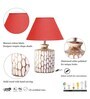 Metz Maroon Cotton Shade Night Lamp With Wood Base