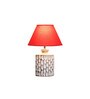 Metz Maroon Cotton Shade Night Lamp With Wood Base