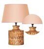 Bastian Beige Cotton Shade Night Lamp With Wood Base