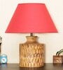 Intricately Beige Cotton Shade Night Lamp With Wood Base