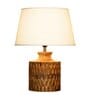 Groove White Cotton Shade Night Lamp With Wood Base