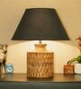 Eros Beige Cotton Shade Night Lamp With Wood Base