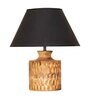 Eros Beige Cotton Shade Night Lamp With Wood Base