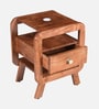 Garrison Acacia Wood Bedside Table With Charging Slot in Natural Glazed Finish Garrison Acacia Wood Bedside Table With Charging Slot in Natural Glazed Finish