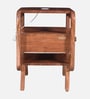 Garrison Acacia Wood Bedside Table With Charging Slot in Natural Glazed Finish Garrison Acacia Wood Bedside Table With Charging Slot in Natural Glazed Finish