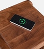 Garrison Acacia Wood Bedside Table With Charging Slot in Natural Glazed Finish Garrison Acacia Wood Bedside Table With Charging Slot in Natural Glazed Finish