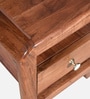 Garrison Acacia Wood Bedside Table With Charging Slot in Natural Glazed Finish Garrison Acacia Wood Bedside Table With Charging Slot in Natural Glazed Finish
