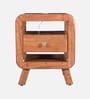 Garrison Acacia Wood Bedside Table With Charging Slot in Natural Glazed Finish Garrison Acacia Wood Bedside Table With Charging Slot in Natural Glazed Finish