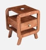 Garrison Acacia Wood Bedside Table With Charging Slot in Natural Glazed Finish Garrison Acacia Wood Bedside Table With Charging Slot in Natural Glazed Finish