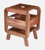 Garrison Acacia Wood Bedside Table With Charging Slot in Natural Glazed Finish Garrison Acacia Wood Bedside Table With Charging Slot in Natural Glazed Finish