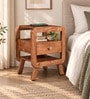 Garrison Acacia Wood Bedside Table With Magsafe Wireless Charger on Top in Natural Glazed Finish Garrison Acacia Wood Bedside Table With Magsafe Wireless Charger on Top in Natural Glazed Finish